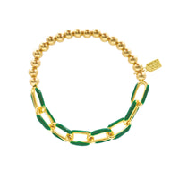 Enamel Link Bubble Bracelet - Moss