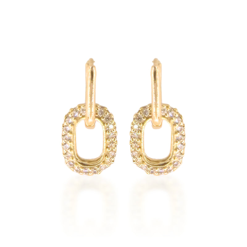 Petite Double Link Pave Earring