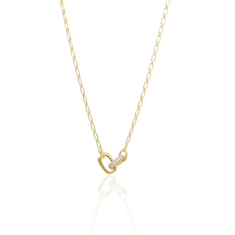 Petite Double Link Pave Necklace