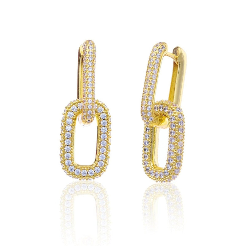 Double Link Pave Earring