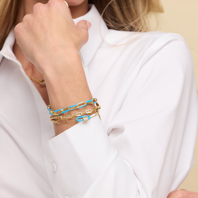 Enamel Link Bubble Bracelet - Capri Blue