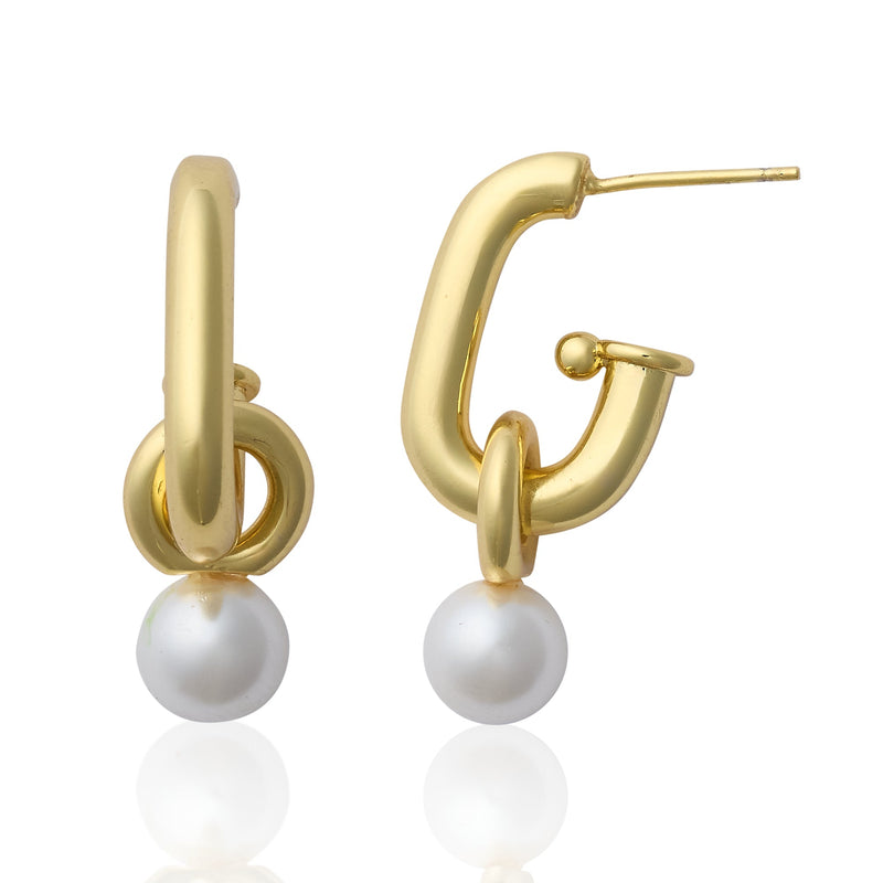 Frame Pearl Charm Hoop