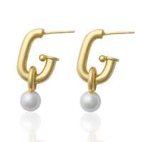 Frame Pearl Charm Hoop