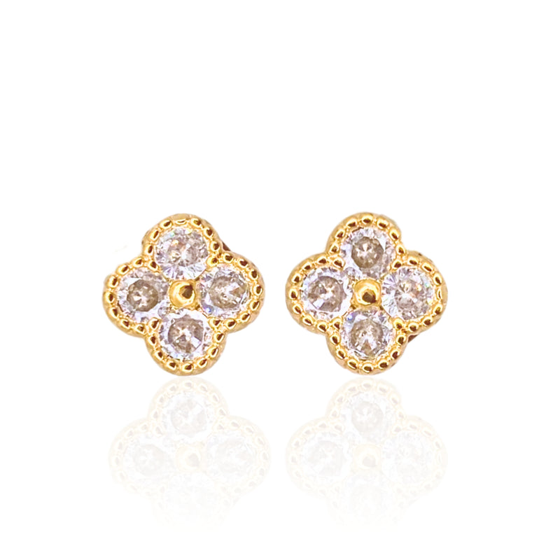 Pave Lucky Clover Stud