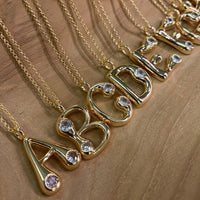 Bubble Letter Initial Necklace