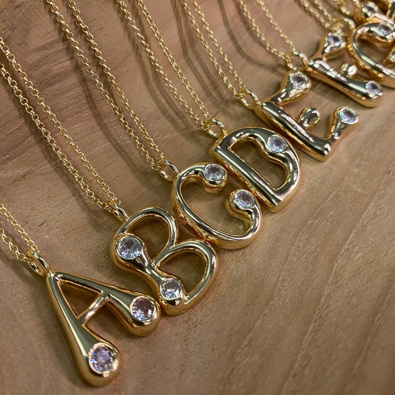 Bubble Letter Initial Necklace