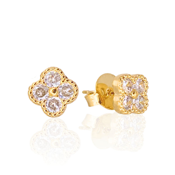 Pave Lucky Clover Stud