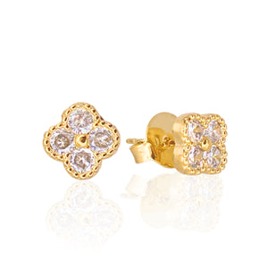 Pave Lucky Clover Stud