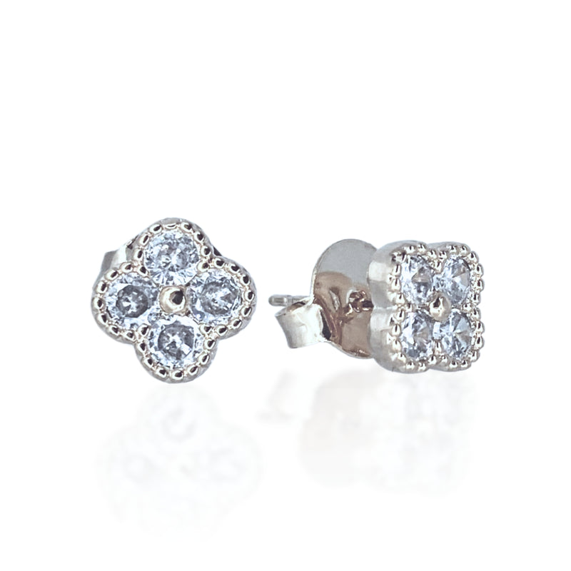 Pave Lucky Clover Stud