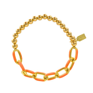 Enamel Link Bubble Bracelet - Papaya