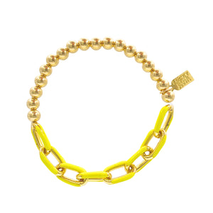 Enamel Link Bubble Bracelet - Lemon