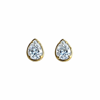 Solitaire Pear Stud