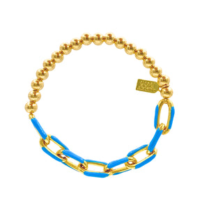 Enamel Link Bubble Bracelet - Capri Blue