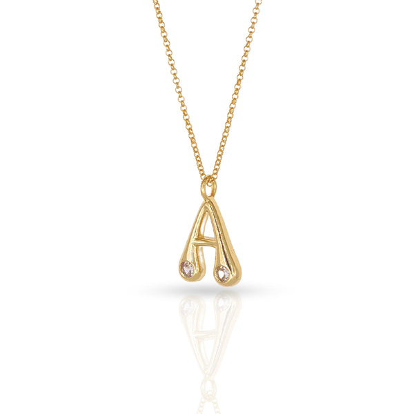 Bubble Letter Initial Necklace