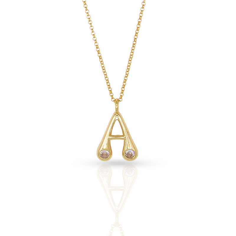 Bubble Letter Initial Necklace