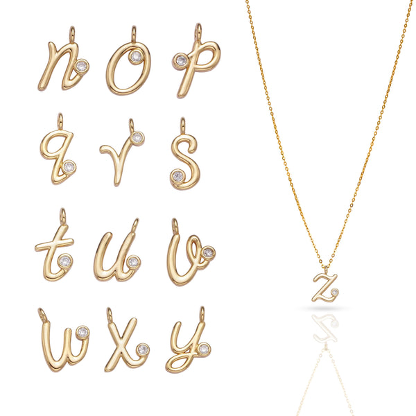 Script CZ Initial Necklace