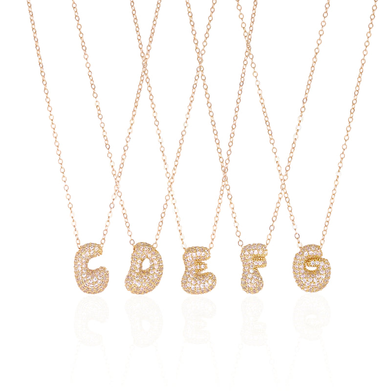 Pave Bubble Letter Necklace