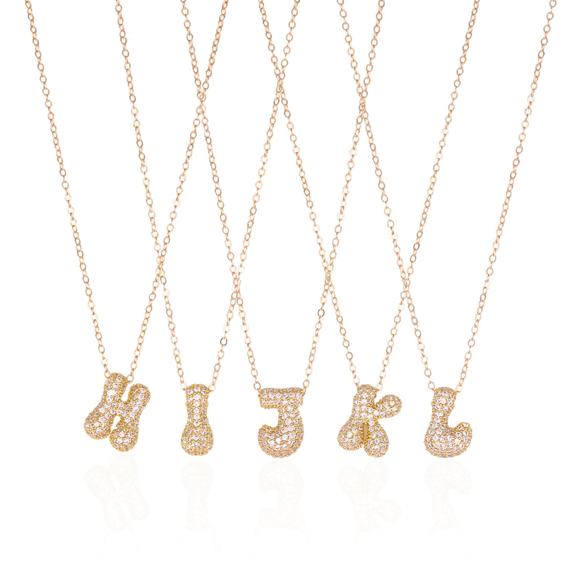 Pave Bubble Letter Necklace