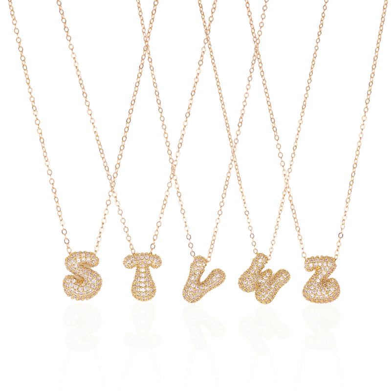 Pave Bubble Letter Necklace