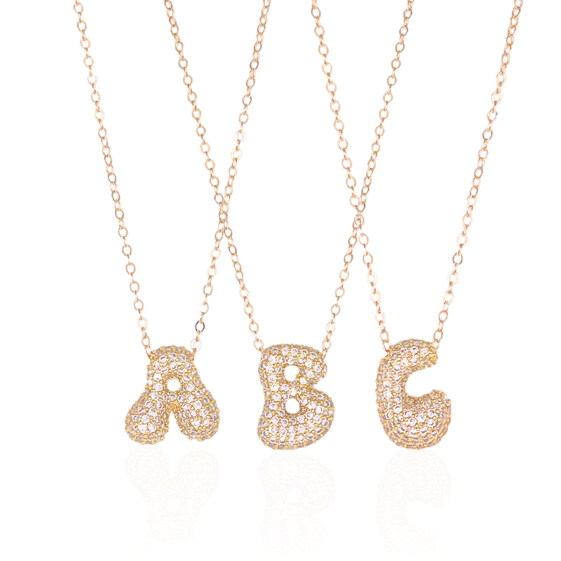 Pave Bubble Letter Necklace