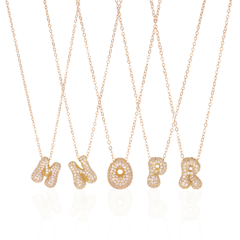 Pave Bubble Letter Necklace
