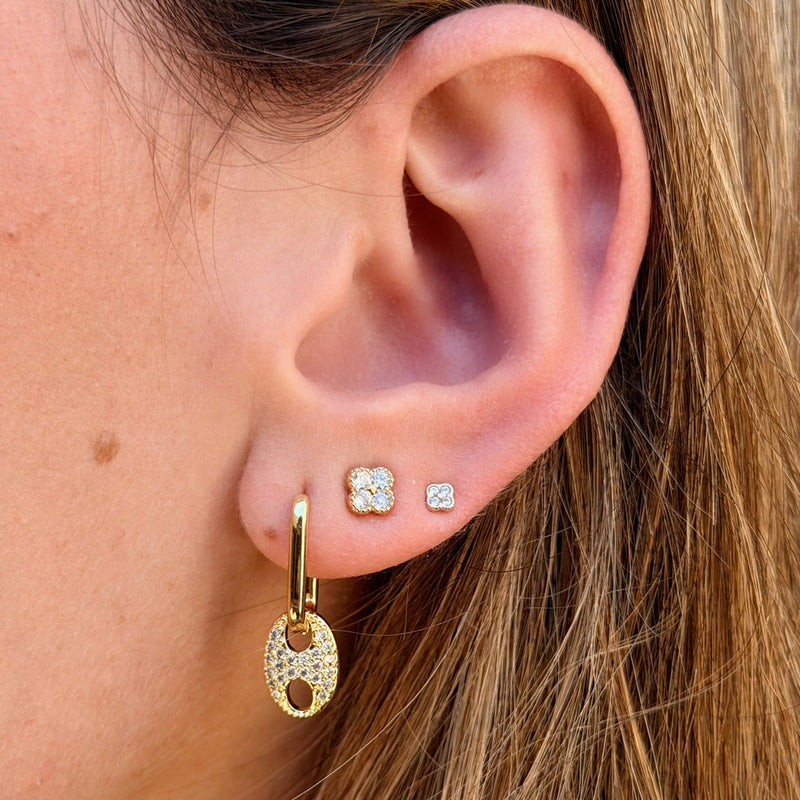 Convertible Double Link Iced Mariner Earring