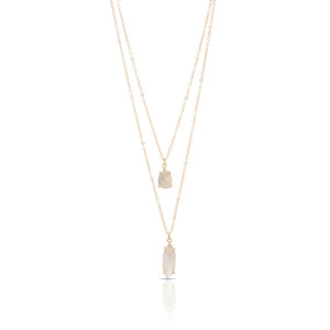 Gemstone Layered Necklace - Gray Agate
