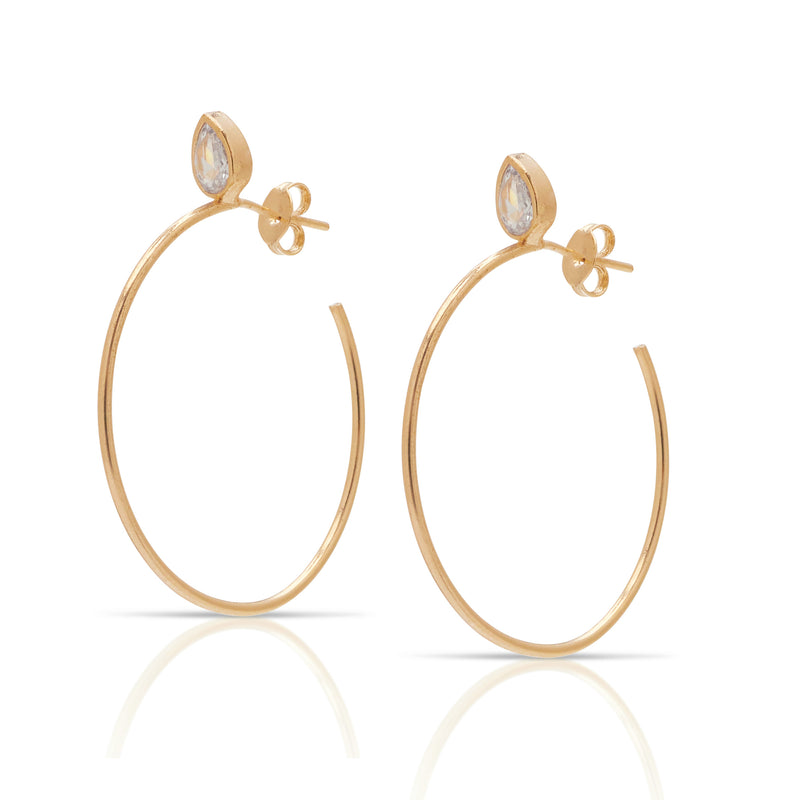 A pair of 18kt gold-plated hoop earrings with genuine CZ accents.