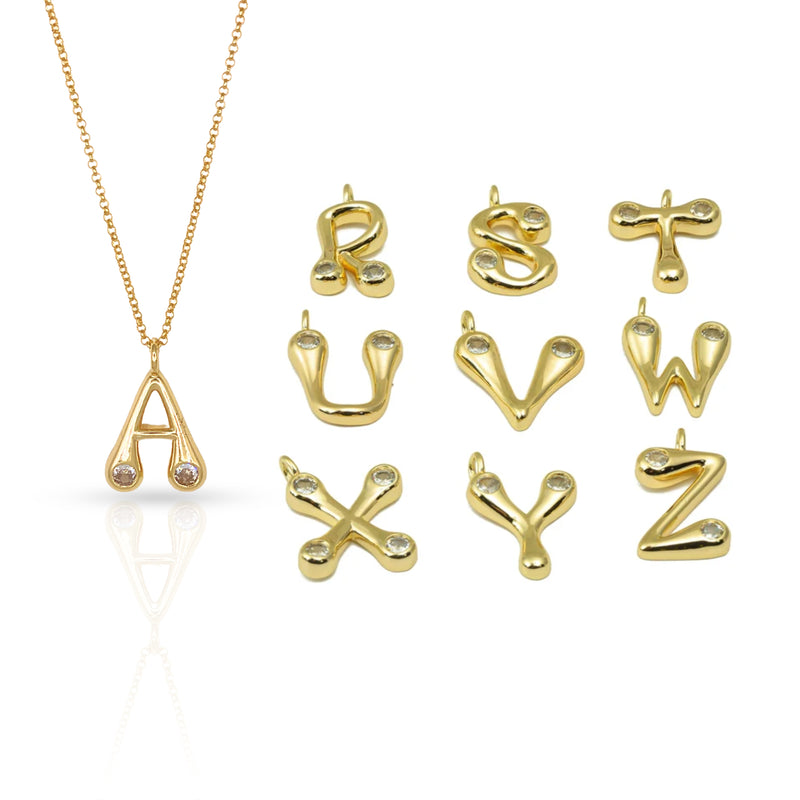 Bubble Letter Initial Necklace
