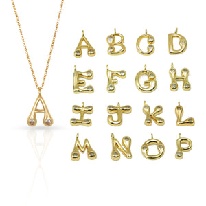 Bubble Letter Initial Necklace