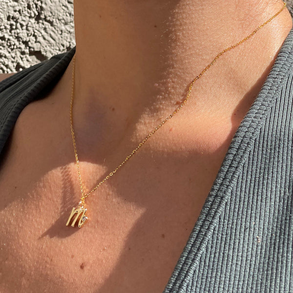 Script CZ Initial Necklace