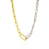 Double Link Pave Mixed Metal Necklace