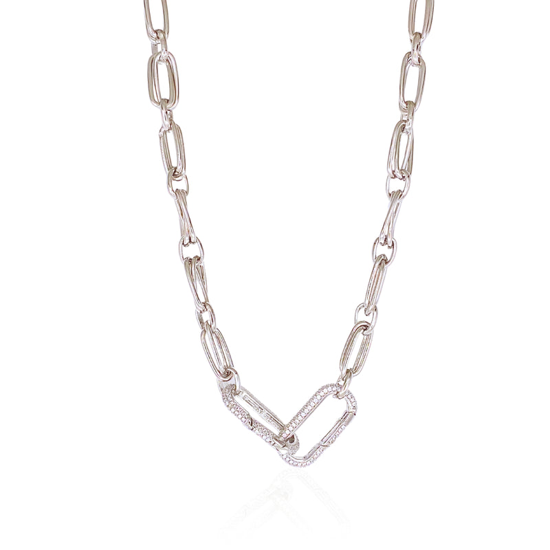 Double Link Pave Necklace