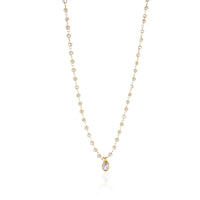 Latte beaded necklace with solitaire oval pendant. 16