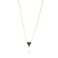 Pave Heart Necklace - Black