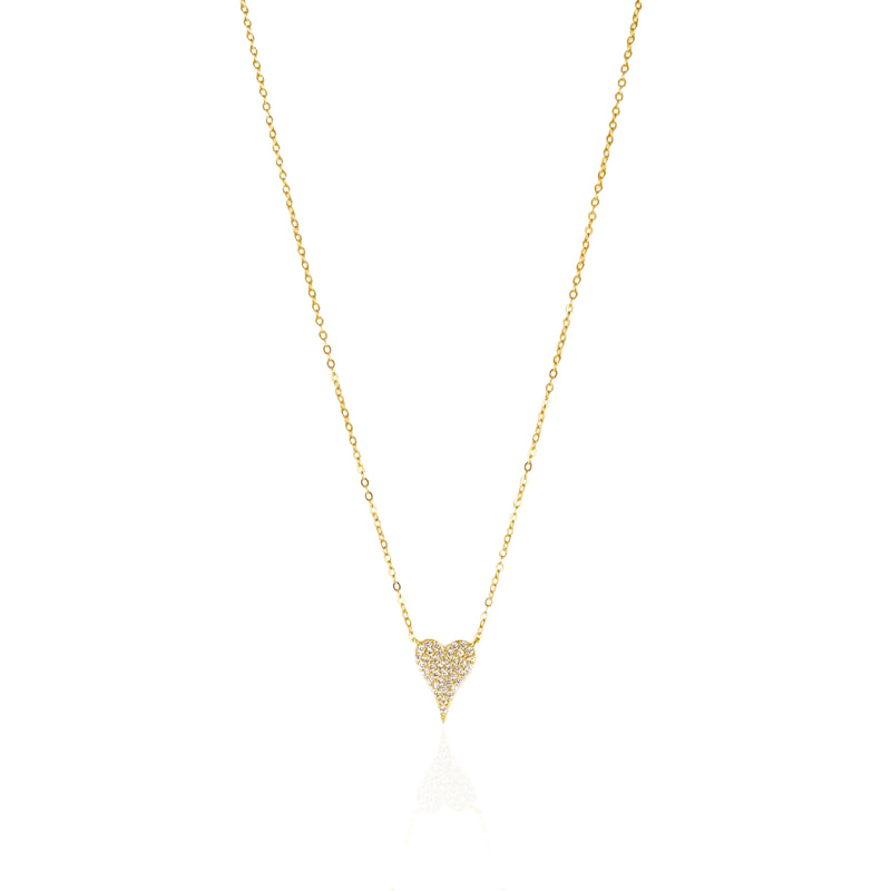 Pave Heart Necklace - Gold