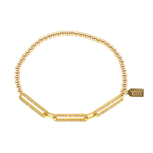 Trio Pave Link Bubble Bracelet