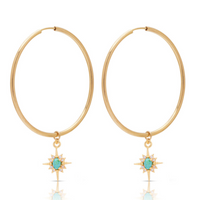 Turquoise Star Hoops