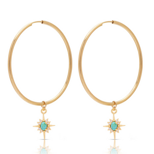 Turquoise Star Hoops