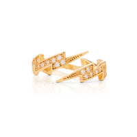 A gold-plated adjustable ring with multiple genuine CZ accents in a bold design.