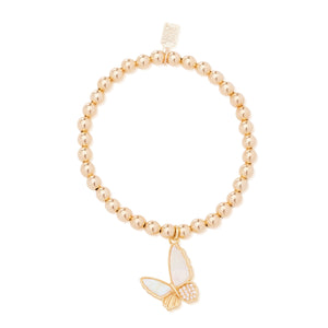 Butterfly Gem Bubble Bracelet - Pearl