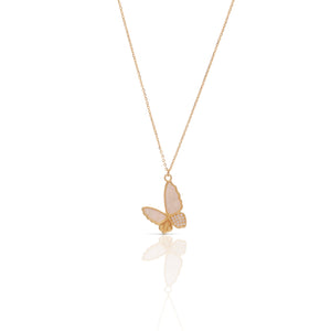Butterfly Gem Necklace - Mother of Pearl