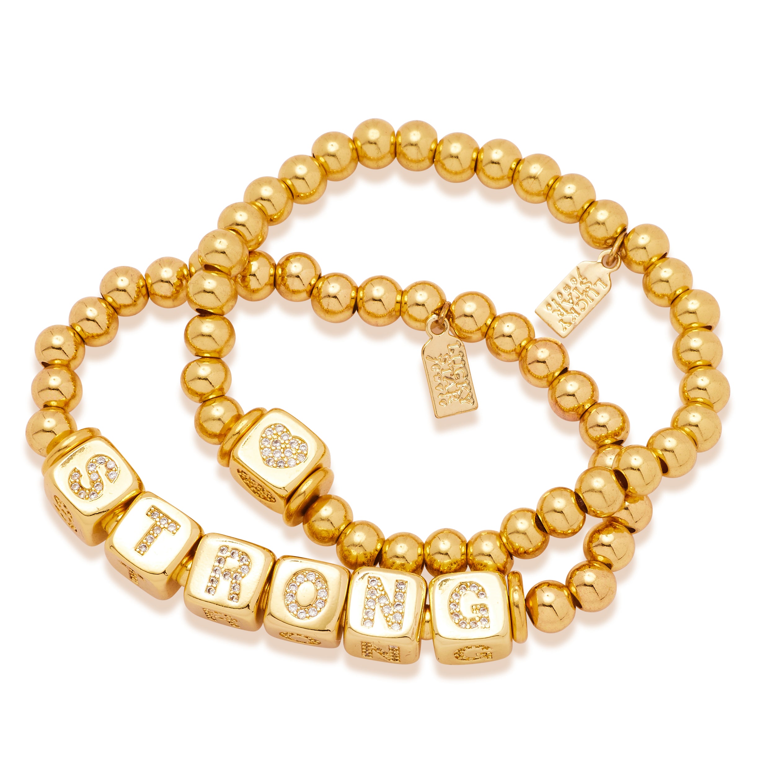 CZ LV White and Gold Button bracelet – Cimber Designs