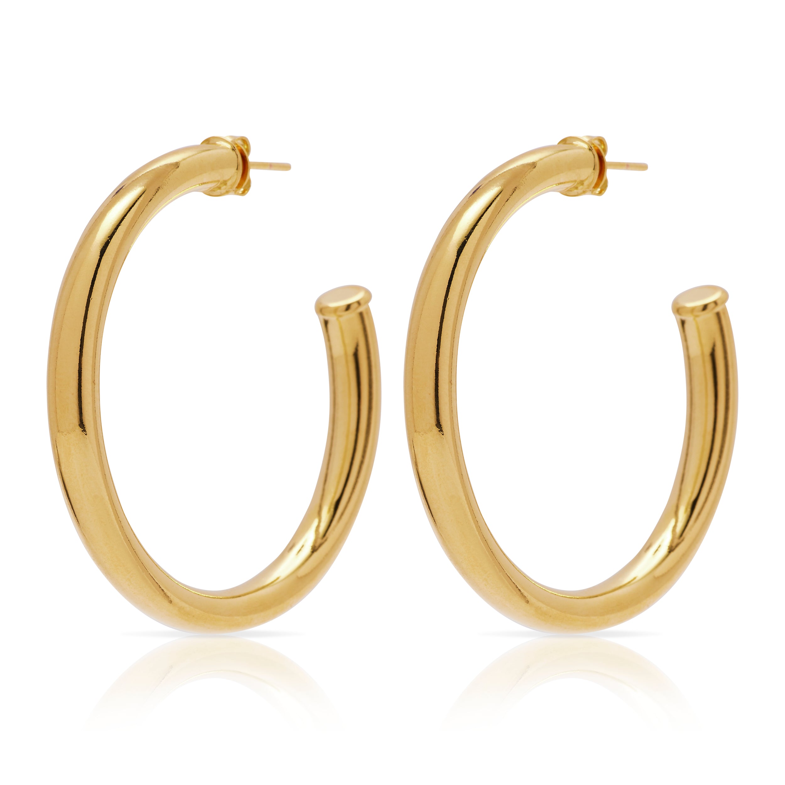 Rose Gold Hoops Earrings w/ Copper Beads, Size Medium - Carmen Q
