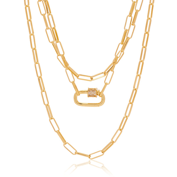 Multi Layer Luca CZ Lock Necklace