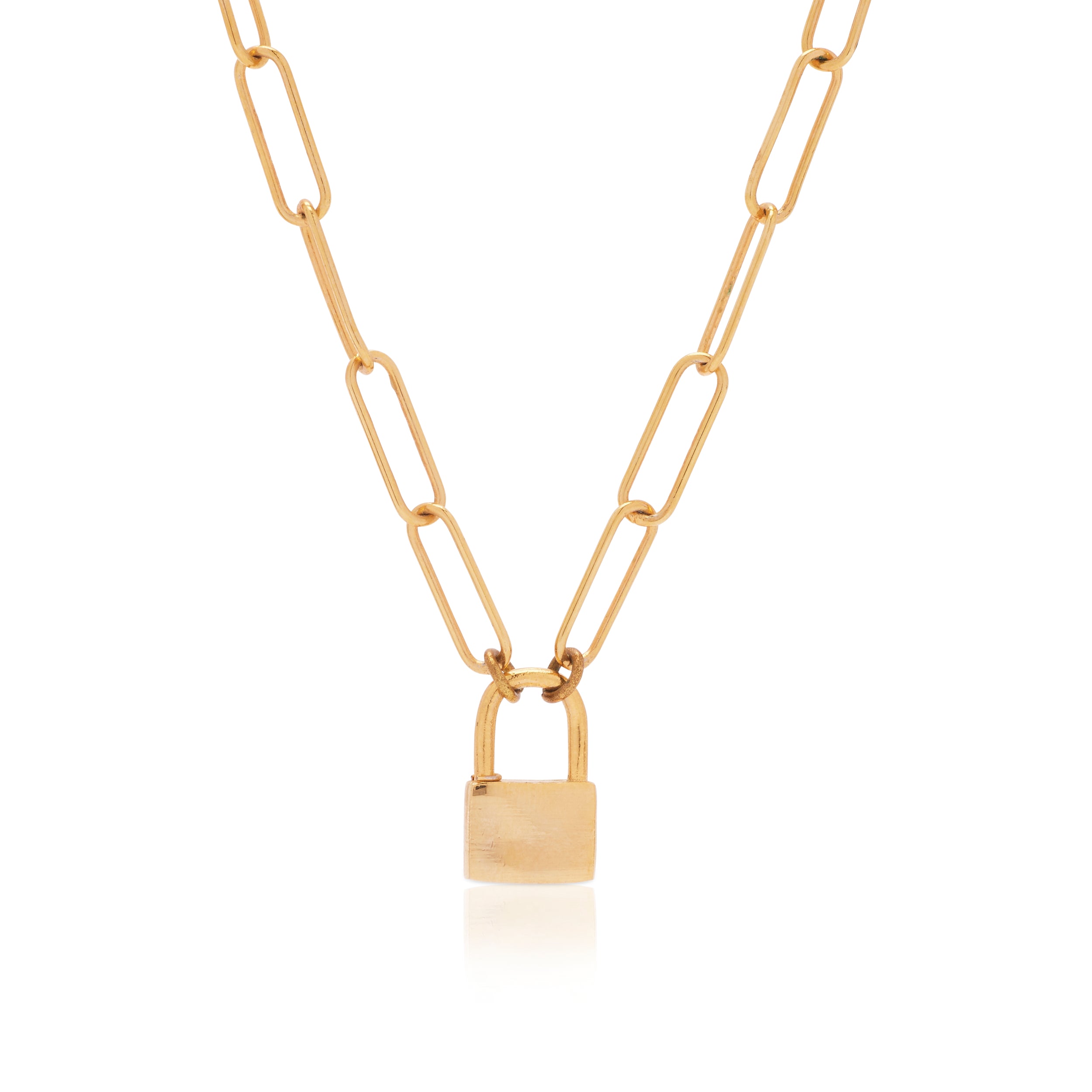 Gold Lock Charm Necklace