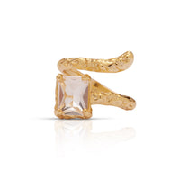 Gold plated adjustable ring with a square genuine CZ accent