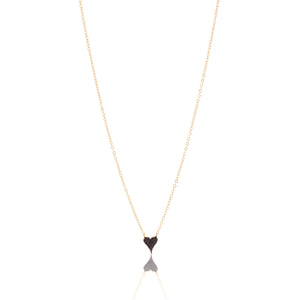 Mini Pave Heart Necklace - Black