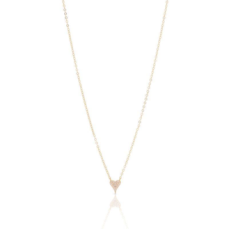 Mini Pave Heart Necklace - Gold